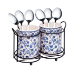 جا قاشق سرامیکی دوقلو رومیزی طرح اسلیمی